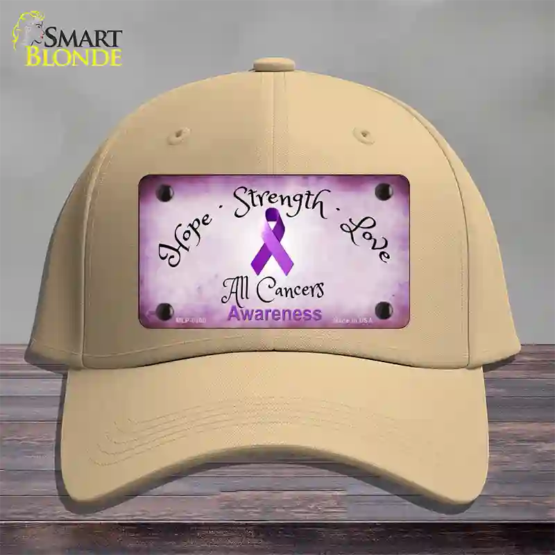 All Cancer Awareness Novelty License Plate Hat Cotton / Khaki