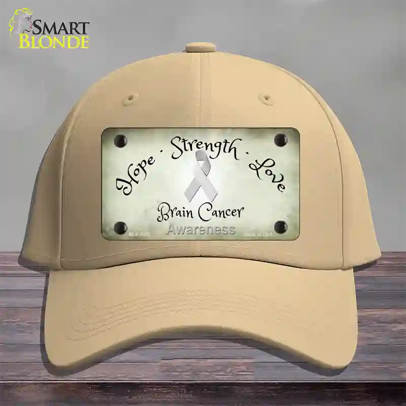 Brain Cancer Ribbon Novelty License Plate Hat Cotton / Khaki