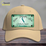 Cervical Cancer Ribbon Novelty License Plate Hat Cotton / Khaki