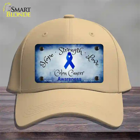 Colon Cancer Ribbon Novelty License Plate Hat Cotton / Khaki