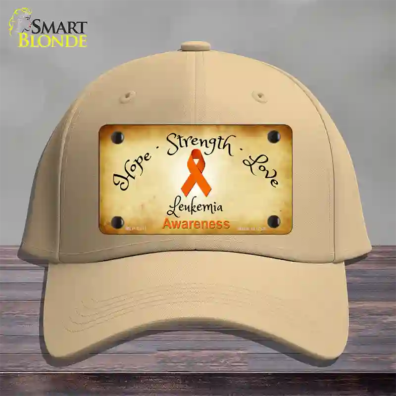 Leukemia Cancer Ribbon Novelty License Plate Hat Cotton / Khaki