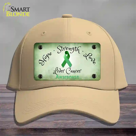 Liver Cancer Ribbon Novelty License Plate Hat Cotton / Khaki