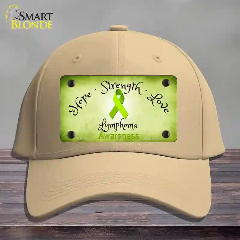 Lymphoma Cancer Ribbon Novelty License Plate Hat Cotton / Khaki