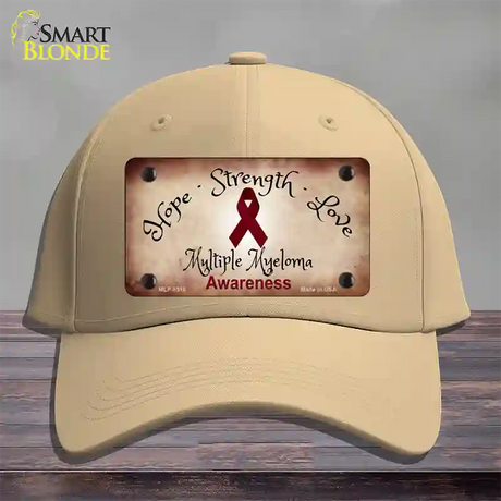 Multiple Myeloma Cancer Ribbon Novelty License Plate Hat Cotton / Khaki