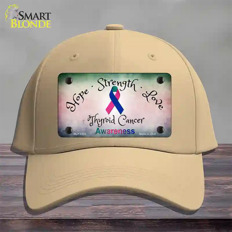 Thyroid Cancer Ribbon Novelty License Plate Hat Cotton / Khaki