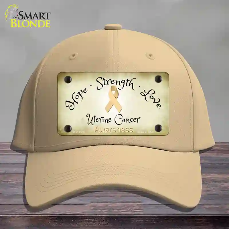 Uterine Cancer Ribbon Novelty License Plate Hat Cotton / Khaki