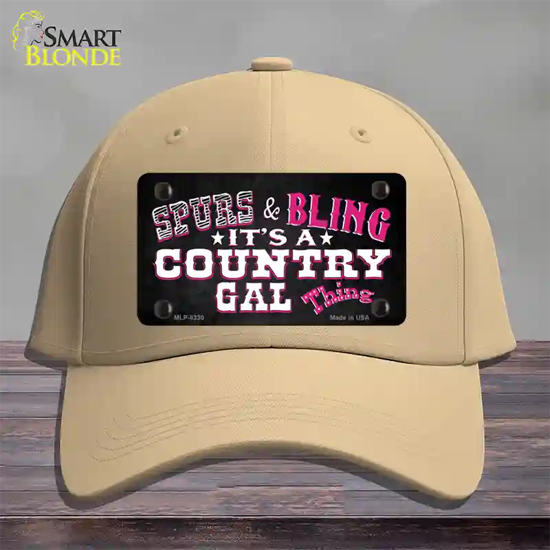 Spurs and Bling Novelty License Plate Hat Cotton / Khaki