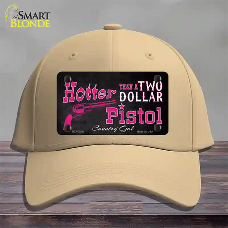 Two Dollar Pistol Novelty License Plate Hat Cotton / Khaki