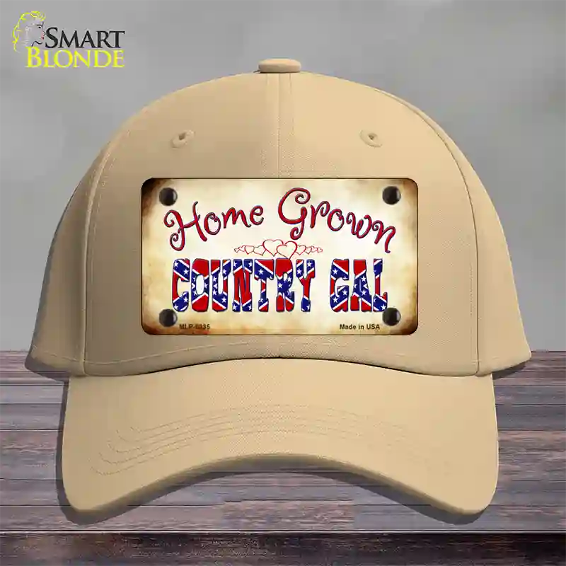 Home Grown Country Gal Novelty License Plate Hat Cotton / Khaki