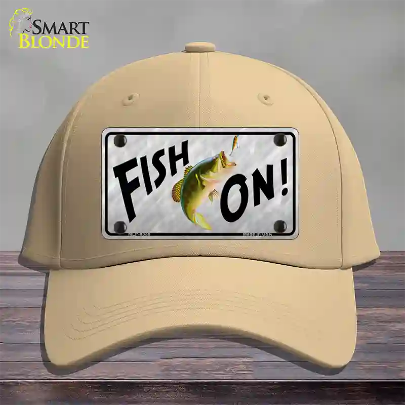 Fish On Novelty License Plate Hat Cotton / Khaki