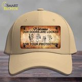 Doors Locked Your Protection Novelty License Plate Hat Cotton / Khaki