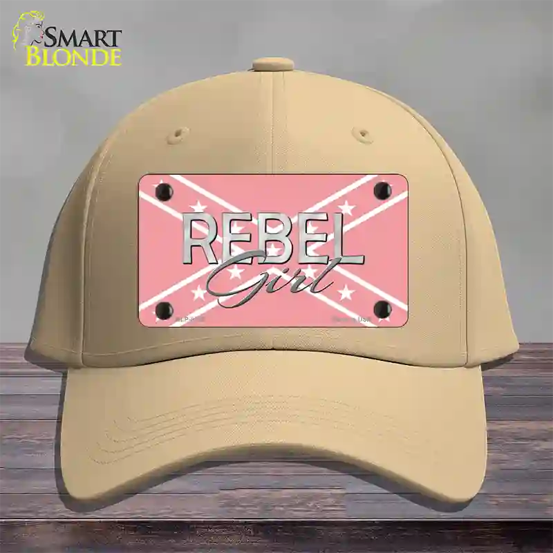 Rebel Girl Pink Novelty License Plate Hat Cotton / Khaki