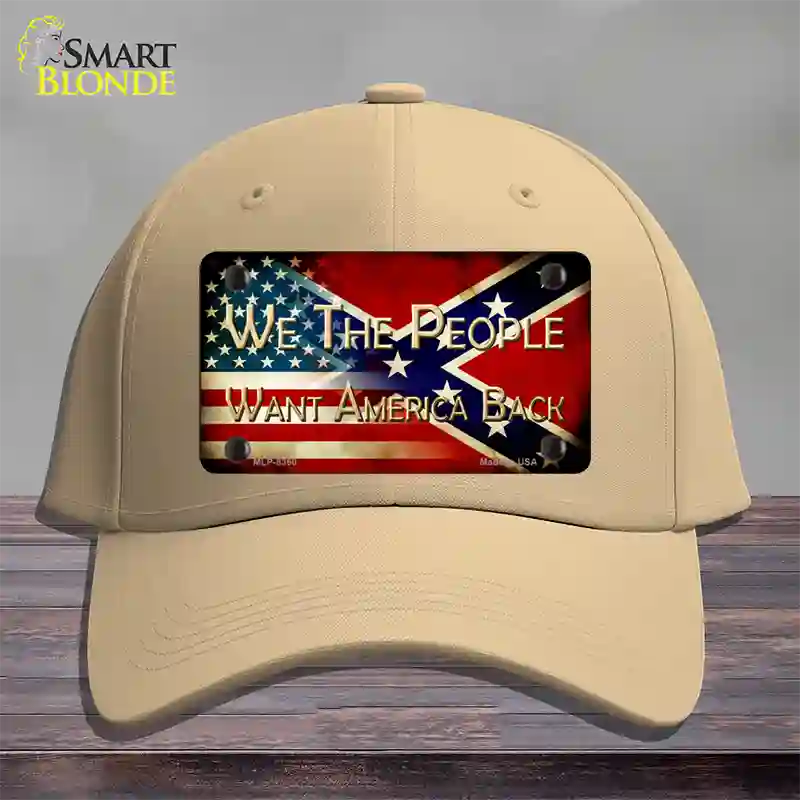 We The People American Confederate Novelty License Plate Hat Cotton / Khaki