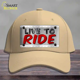 Live To Ride Shiny Novelty License Plate Hat Cotton / Khaki