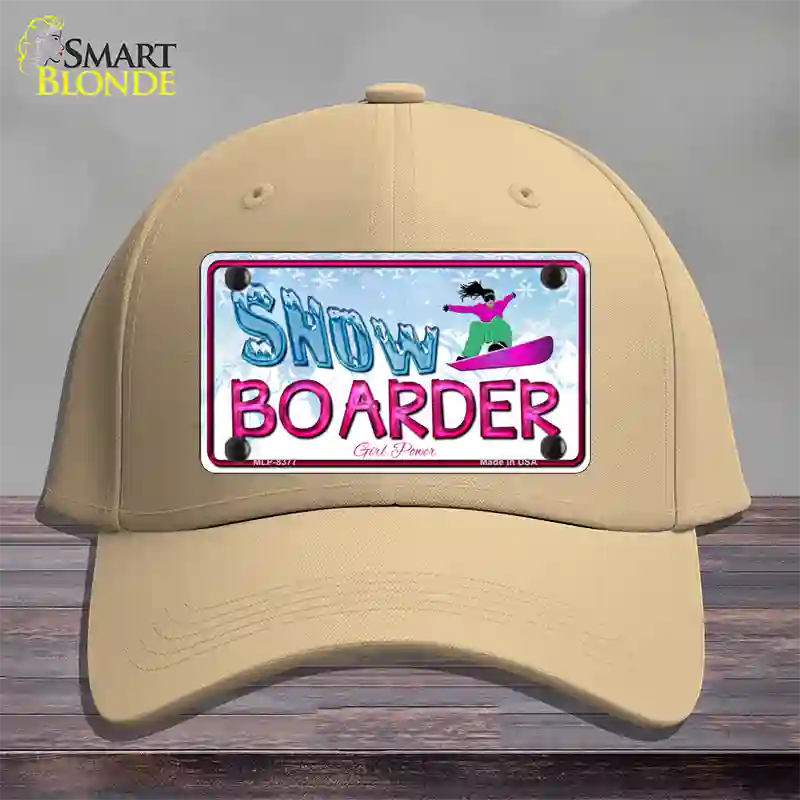 Snow Boarder Girl Novelty License Plate Hat Cotton / Khaki