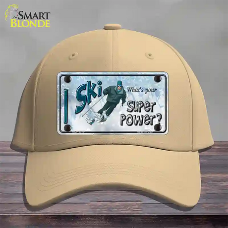 I Ski What's Your Super Power Male Novelty License Plate Hat Cotton / Khaki