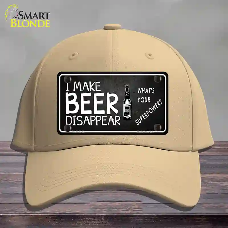 I Make Beer Disappear Novelty License Plate Hat Cotton / Khaki