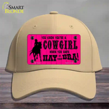 Pink Cowgirl Novelty License Plate Hat Cotton / Khaki