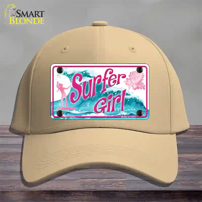 Surfer Girl Novelty License Plate Hat Cotton / Khaki