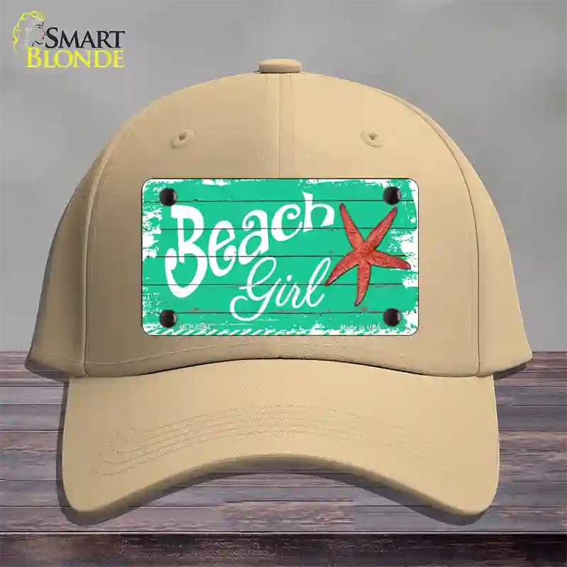 Beach Girl Novelty License Plate Hat Cotton / Khaki