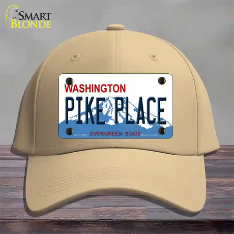 Pike Place Washington Novelty License Plate Hat Cotton / Khaki