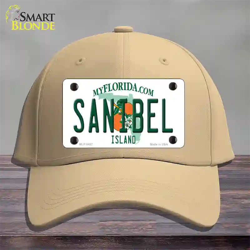 Sanibel Florida Novelty License Plate Hat Cotton / Khaki