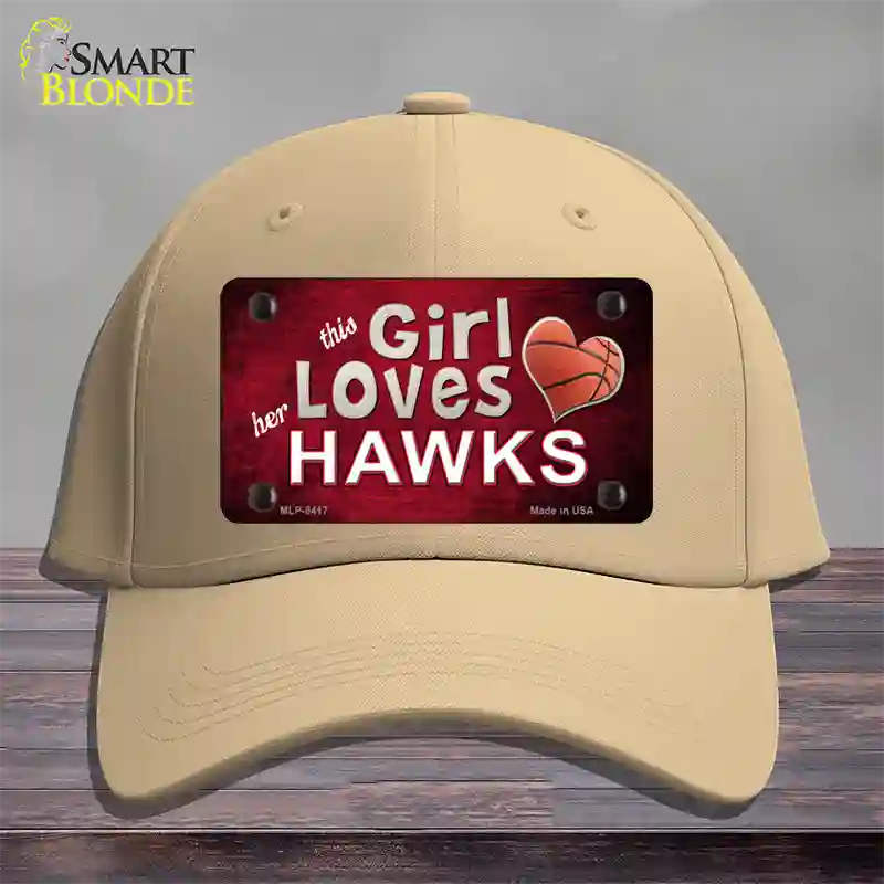 This Girl Loves Her Hawks Novelty License Plate Hat Cotton / Khaki