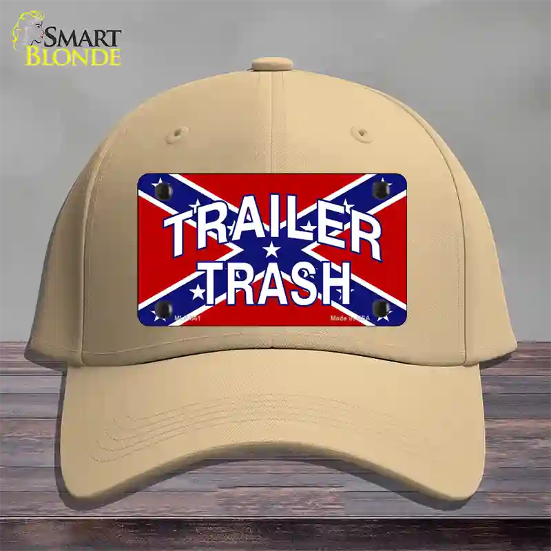 Trailer Trash Confederate Flag Novelty License Plate Hat Cotton / Khaki