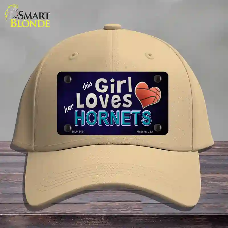 This Girl Loves Her Hornets Novelty License Plate Hat Cotton / Khaki