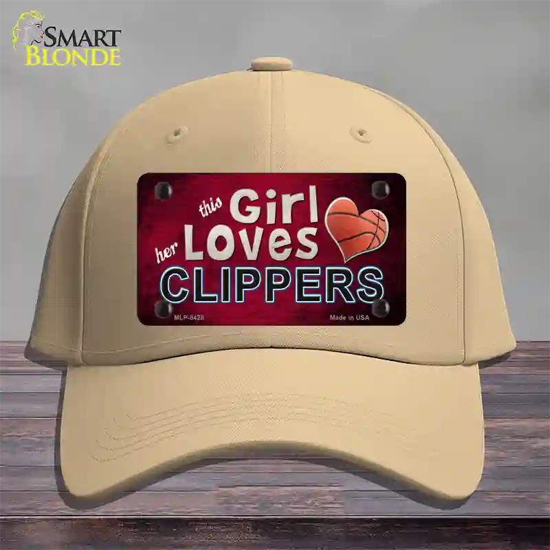 This Girl Loves Her Clippers Novelty License Plate Hat Cotton / Khaki