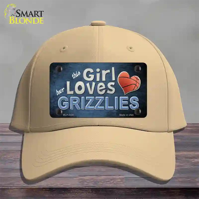 This Girl Loves Her Grizzlies Novelty License Plate Hat Cotton / Khaki