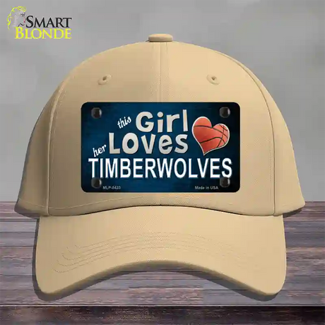 This Girl Loves Her Timberwolves Novelty License Plate Hat Cotton / Khaki