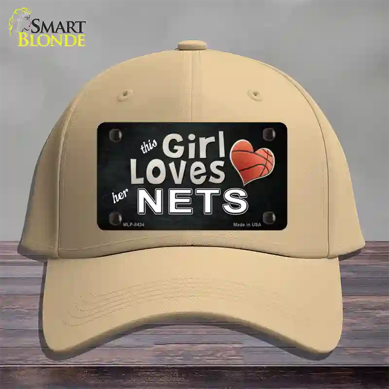 This Girl Loves Her Nets Novelty License Plate Hat Cotton / Khaki