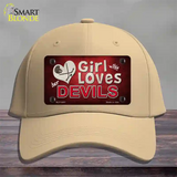 This Girl Loves Her Devils Novelty License Plate Hat Cotton / Khaki