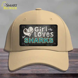 This Girl Loves Her Sharks Novelty License Plate Hat Cotton / Khaki