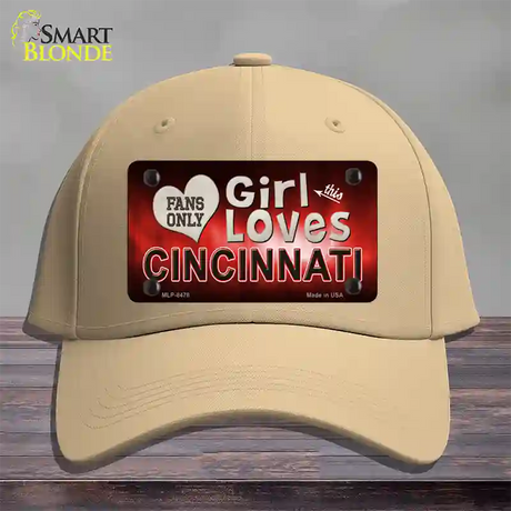 This Girl Loves Cincinnati Novelty License Plate Hat Cotton / Khaki