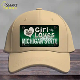 This Girl Loves Michigan State Novelty License Plate Hat Cotton / Khaki