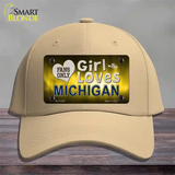 This Girl Loves Michigan Novelty License Plate Hat Cotton / Khaki