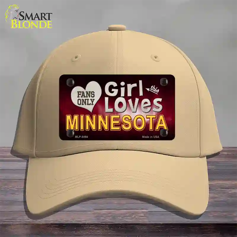 This Girl Loves Minnesota Novelty License Plate Hat Cotton / Khaki