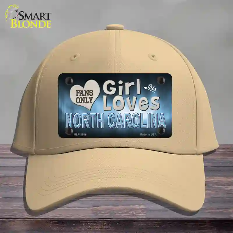 This Girl Loves North Carolina Novelty License Plate Hat Cotton / Khaki