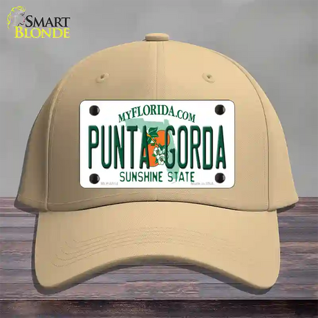 Punta Gorda Florida Novelty License Plate Hat Cotton / Khaki