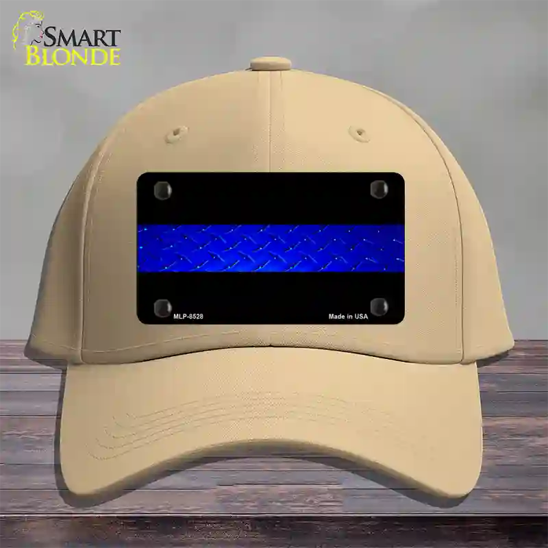 Police Diamond Thin Blue Line Novelty License Plate Hat Cotton / Khaki