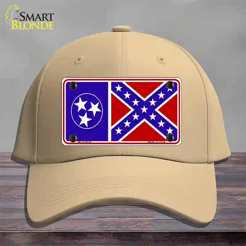 Confederate Flag Tennessee Novelty License Plate Hat Cotton / Khaki