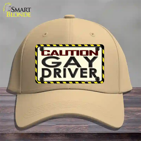 Caution Gay Driver Novelty License Plate Hat Cotton / Khaki