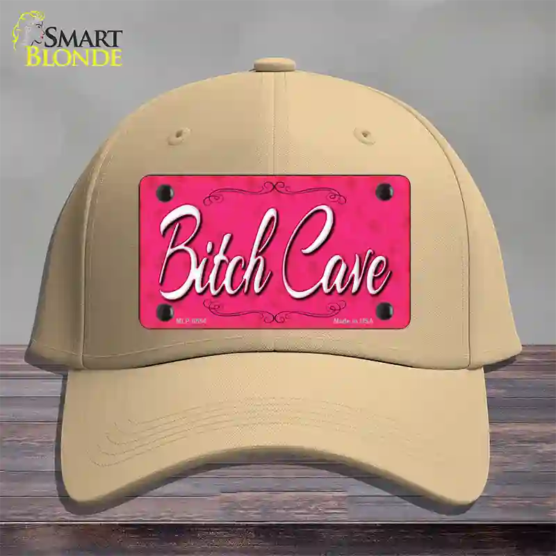 Bitch Cave Novelty License Plate Hat Cotton / Khaki