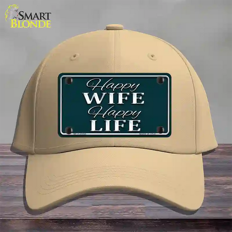 Happy Wife Happy Life Novelty License Plate Hat Cotton / Khaki