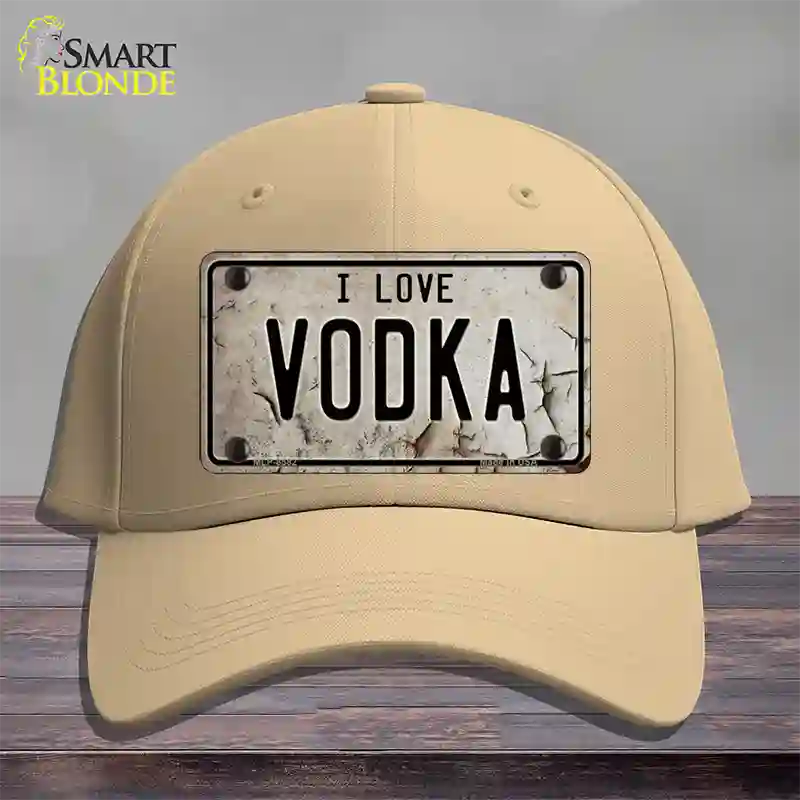 I Love Vodka Novelty License Plate Hat Cotton / Khaki