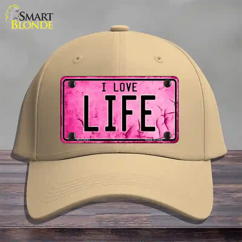 I Love Life Novelty License Plate Hat Cotton / Khaki