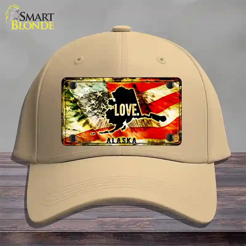 Alaska Love Novelty License Plate Hat Cotton / Khaki