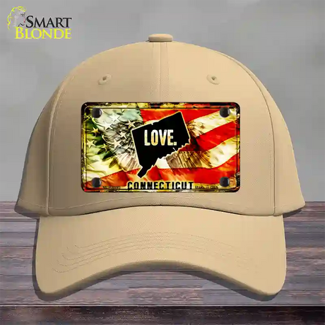 Connecticut Love Novelty License Plate Hat Cotton / Khaki